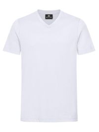 Weißes Herren T-Shirt mit V-Ausschnitt, gerade geschnitten, für Beruf & Freizeit